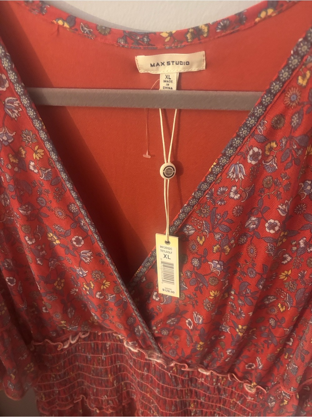 Max Studio Red Floral Midi Dress